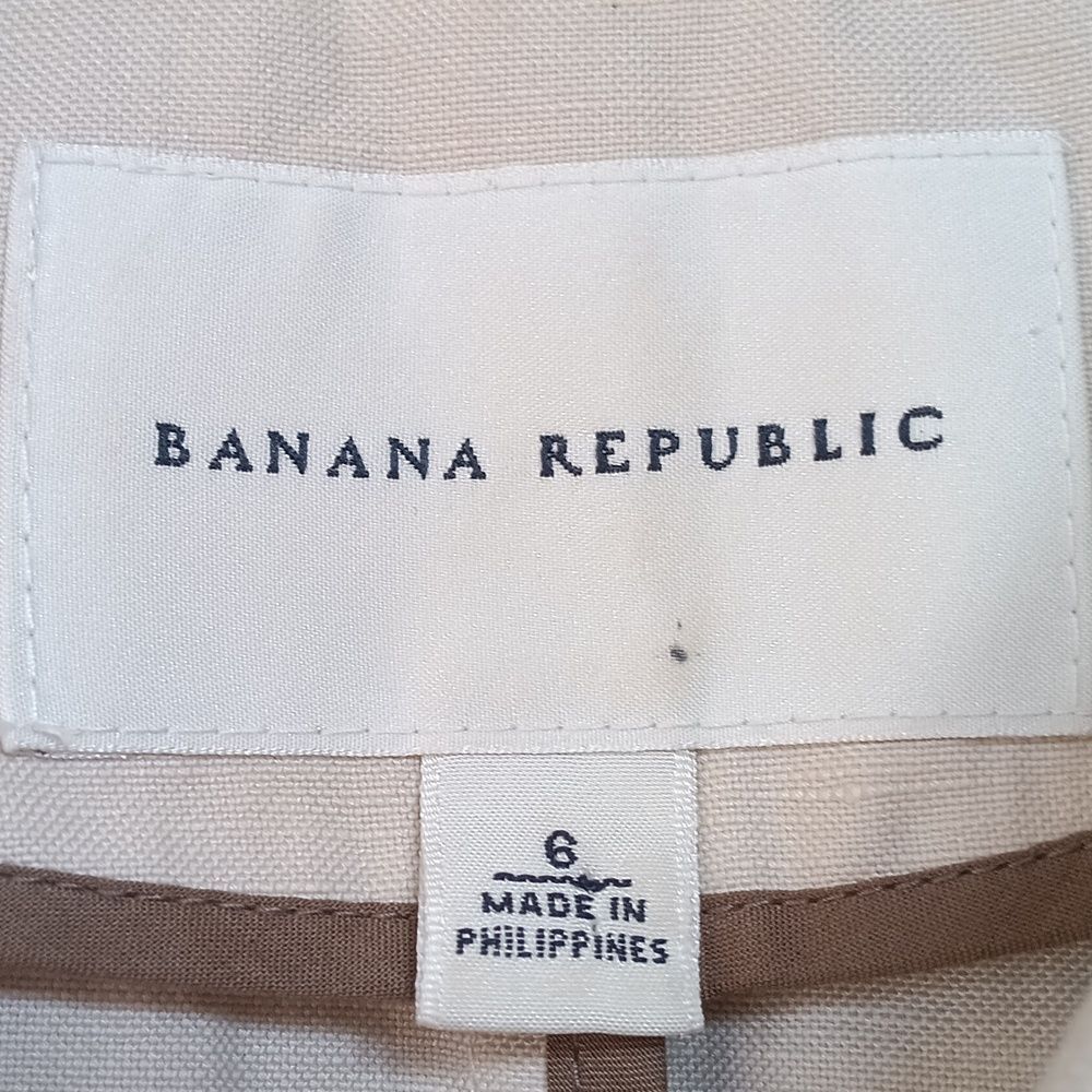 Banana Republic Classic Cream Double-Breasted Cotton Linen Jacket - Picture 2 of 4